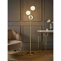 Valuelights Jas Gold Floor Lamp With 3 Way White Confetti Glass Globe Shades