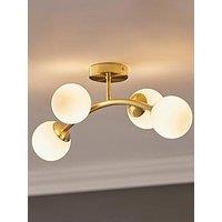 Valuelights Jas Gold 4 Way Ceiling Light With Opal White Frosted Glass Globe Shades