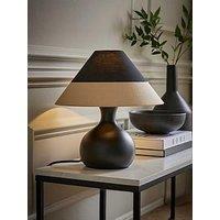 Valuelights Rupert Black Bulbous Table Lamp With Tapered Cone Lamp Shade