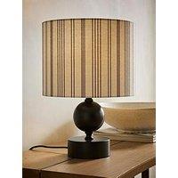 Valuelights Anthony Candlestick Table Lamp With Linen Stripe Drum Lamp Shade