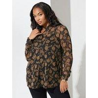 Yours Curve Baroque Shirt - Black