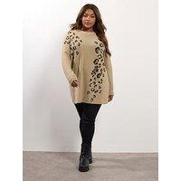 Yours Curve Soft Touch Leopard Jumper - Natural