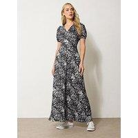 Long Tall Sally Animal Abstract Wrap Maxi Dress - Black