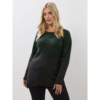 Yours Curve Colour Block Jumper - Green
