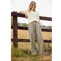 Pixiegirl Petite Herringbone Wide Leg Trousers - Brown