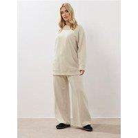 Yours Curve Wide Leg Jogger - Ivory