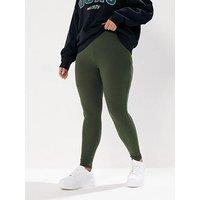Yours Curve Ribbed Legging - Green