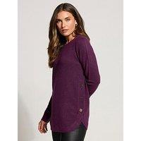 Long Tall Sally Longline Pearl Button Jumper - Purple
