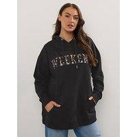 Yours Curve Leo Weekend Hoodie - Black