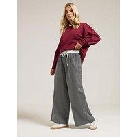 Yours Curve Contrast Waist Stripe Trouser - Black