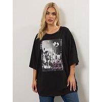 Yours Curve Oversized Boxy T-Shirt - Black