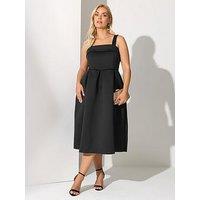 Yours Curve Square Neck Fit & Flare Dress - Black