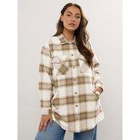 Yours Curve Check Shacket - Natural