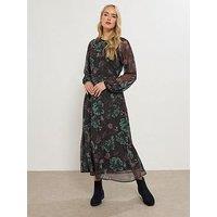 Long Tall Sally Floral Midaxi Chiffon Dress - Black