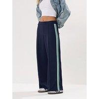 Pixiegirl Petite Side Stripe Tape Wide Leg Trouser - Blue