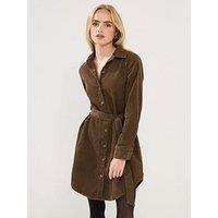 Pixiegirl Petite Cord Shirt Dress - Brown