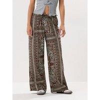 Pixiegirl Petite Paisley Wide Leg Trousers - Brown