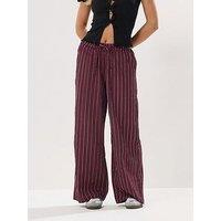 Pixiegirl Petite Stripe Wide Leg Trousers - Brown