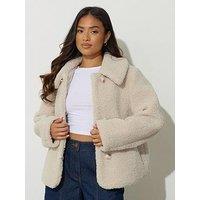 Pixiegirl Petite Borg Button Thru Jacket - Natural