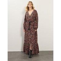 Long Tall Sally Floral Button Maxi Dress - Black