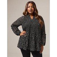 Yours Curve Pleated Blouse - Black