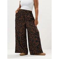 Yours Curve Wide Leg Trouser - Brown