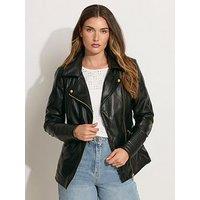 Long Tall Sally Faux Leather Biker Jacket - Black