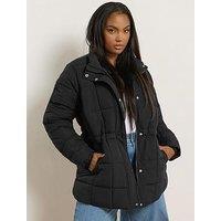 Yours Curve Short Boxy Coat - Black