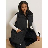 Yours Curve Short Gilet - Black