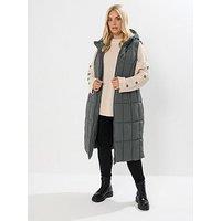 Yours Curve Midi Gilet - Grey