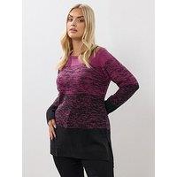 Yours Curve Colour Block Jumper - Pink