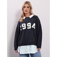 Yours Curve 2 In 1 Shirt Jumper - Blue