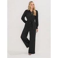 Long Tall Sally Long Sleeve Button Jumpsuit - Black