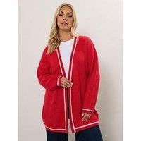 Yours Curve Tipping Cardigan - Red