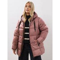 Yours Curve Short Sporty Padded Coat - Pink