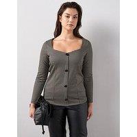 The Very Collection Curve Stretch Check Long Sleeve Top - Multi
