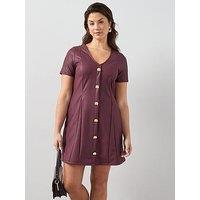 The Very Collection Curve Stretch Pu Button Detail Mini Dress - Red