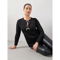 The Very Collection Curve Bow Detail Long Sleeve Top - Black