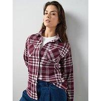 The Very Collection Curve Stretch Check Shirt - Red