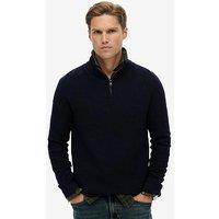 Superdry Cotton Texture Henley Quarter Zip Knitted Jumper