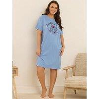 Yours Curve Breakfast Club Sleep Tee Nightdress - Blue