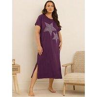 Yours Curve Starry Night Midaxi Nightdress - Purple