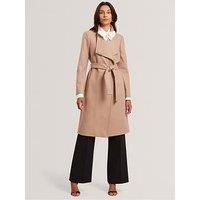Ted Baker Mid Length Belted Wool Wrap Coat - Brown