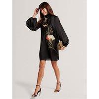 Ted Baker Neck Tie Printed Mini Dress - Black