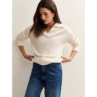 New Look Cream Midweight Knit Polo Jumper