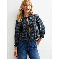 New Look Checked Tie Up Shirt - Brown