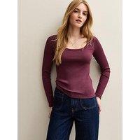 New Look Purple Scoop Neck Long Sleeve Ribbed Top