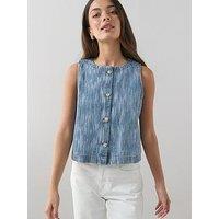 The Very Collection Texture Denim Sleeveless Co-Ord Top - Mid Wash