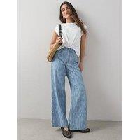 The Very Collection Texture Denim Co-Ord Wide Leg Jeans - Mid Wash