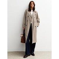 New Look Brown Check Pattern Trench Coat